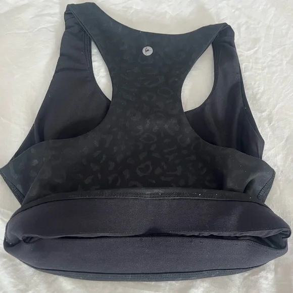 90 Degree by Reflex Wonerlink Black Leopard Print Racerback Sports Bra - Picture 12 of 13
